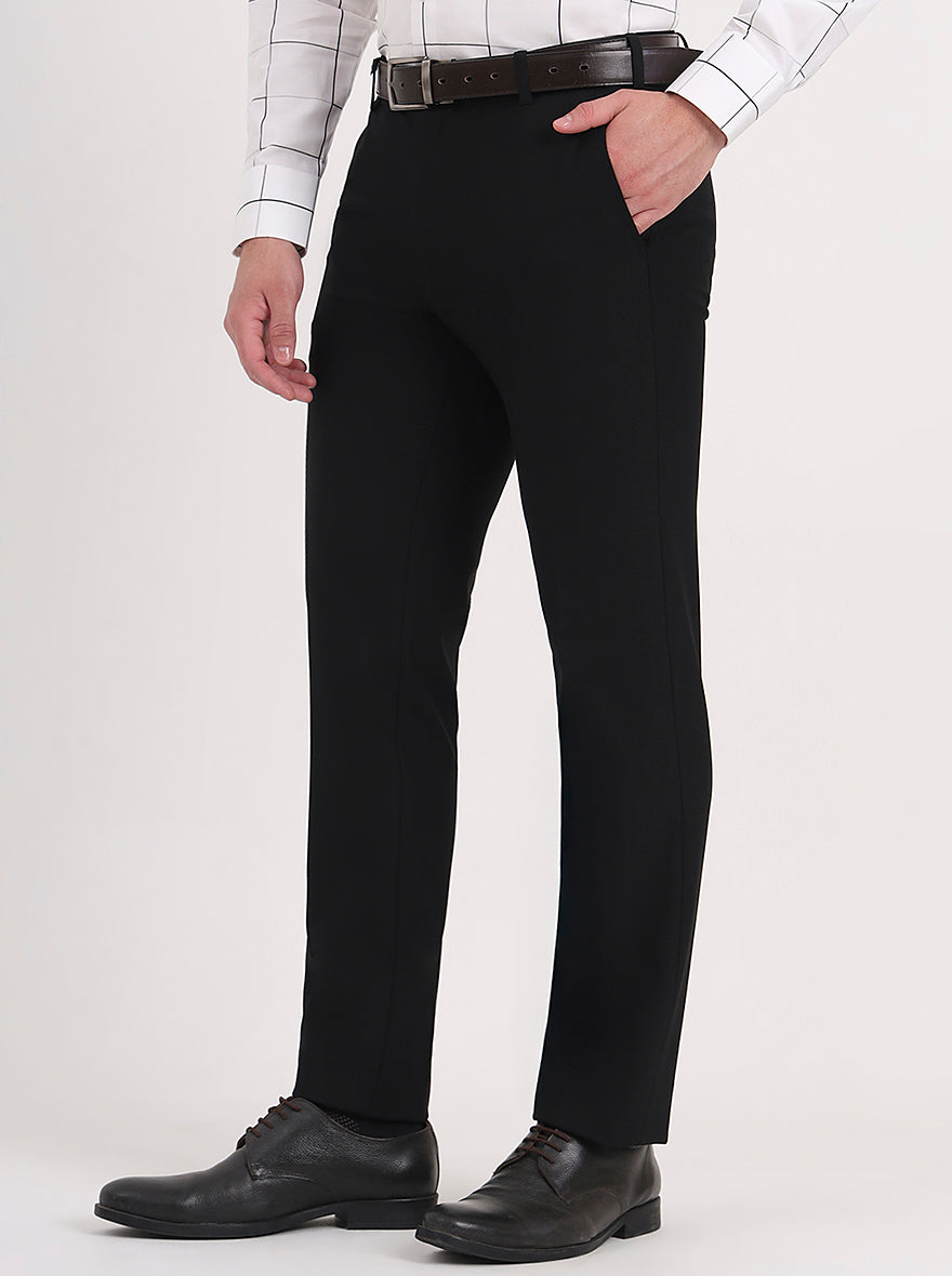 Black Solid Slim Fit Formal Trouser | JB Studio