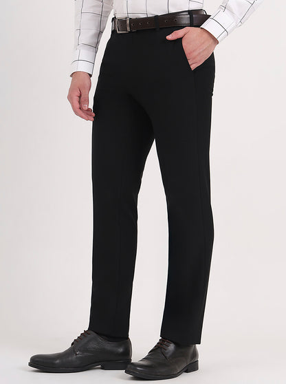 Black Solid Slim Fit Formal Trouser | JB Studio
