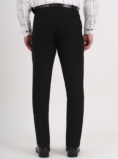 Black Solid Slim Fit Formal Trouser | JB Studio