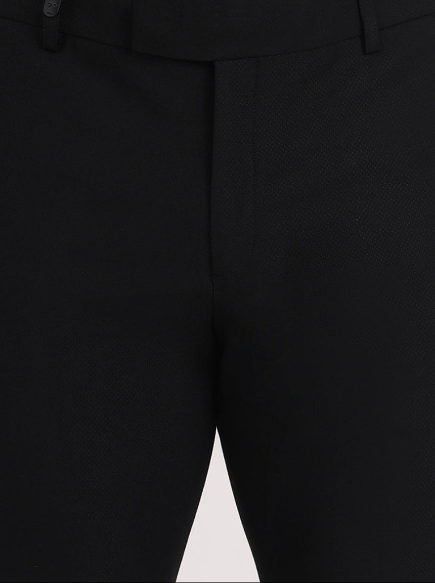Black Solid Slim Fit Formal Trouser | JB Studio