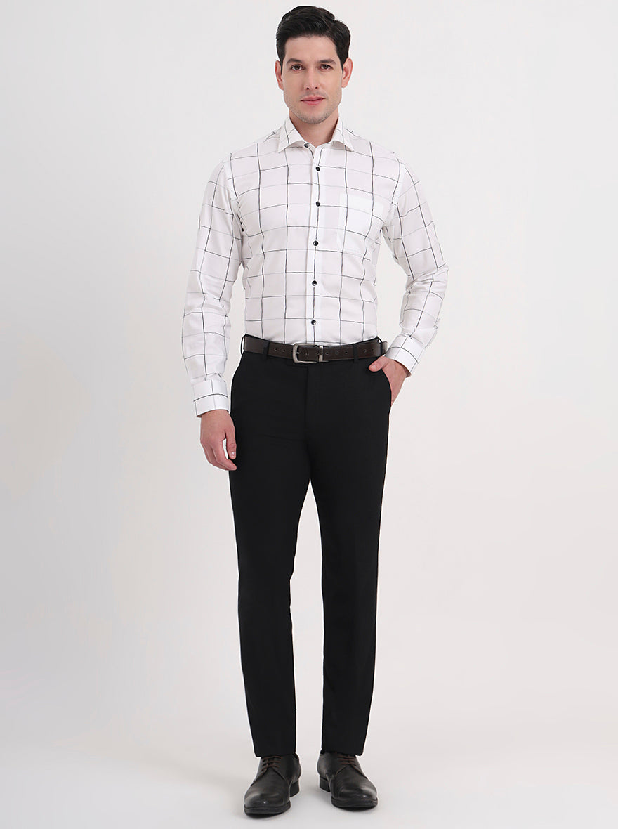 Black Solid Slim Fit Formal Trouser | JB Studio