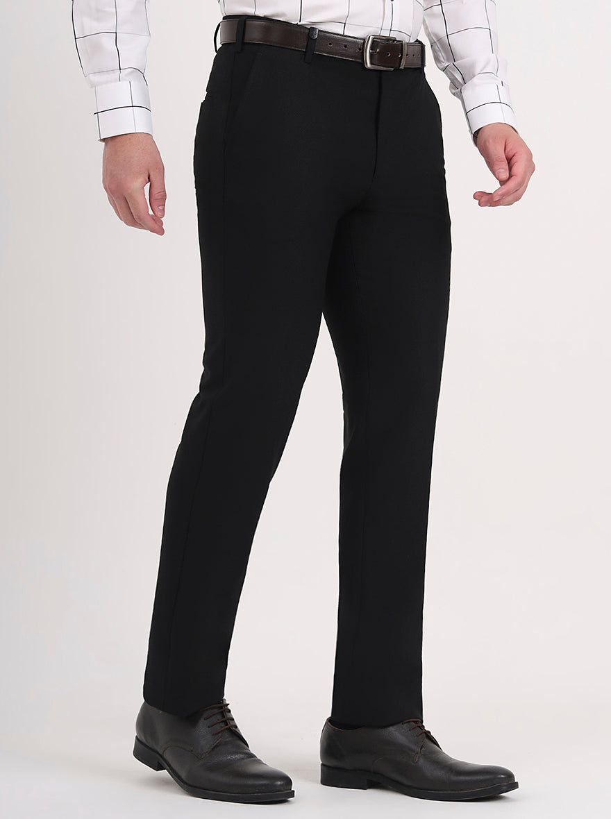 Black Solid Slim Fit Formal Trouser | JB Studio