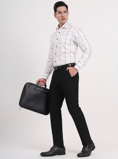 Black Solid Slim Fit Formal Trouser | JB Studio