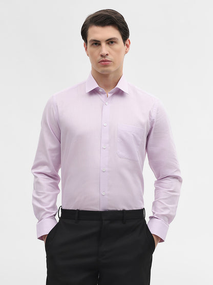 Peach Checked Regular Fit Formal Shirt | JadeBlue