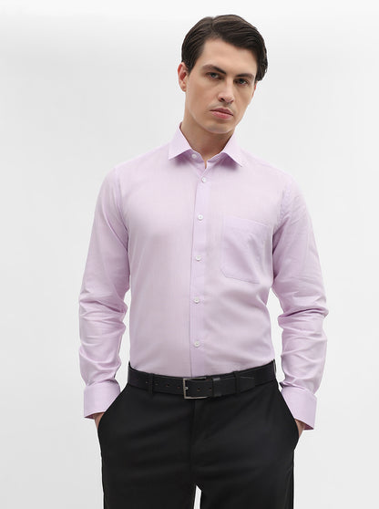 Peach Checked Regular Fit Formal Shirt | JadeBlue