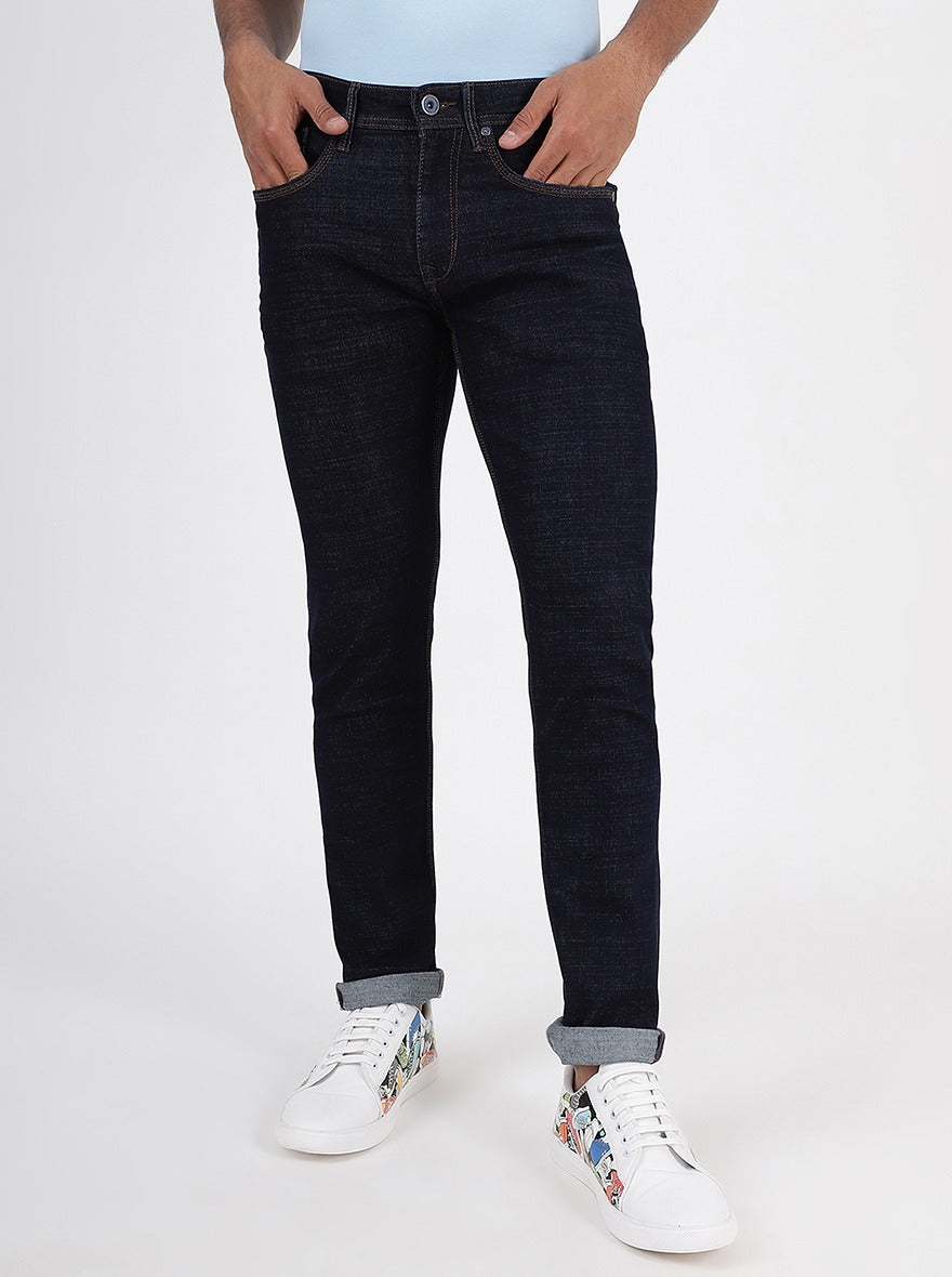 Navy Blue Washed Slim Fit Jeans | JadeBlue