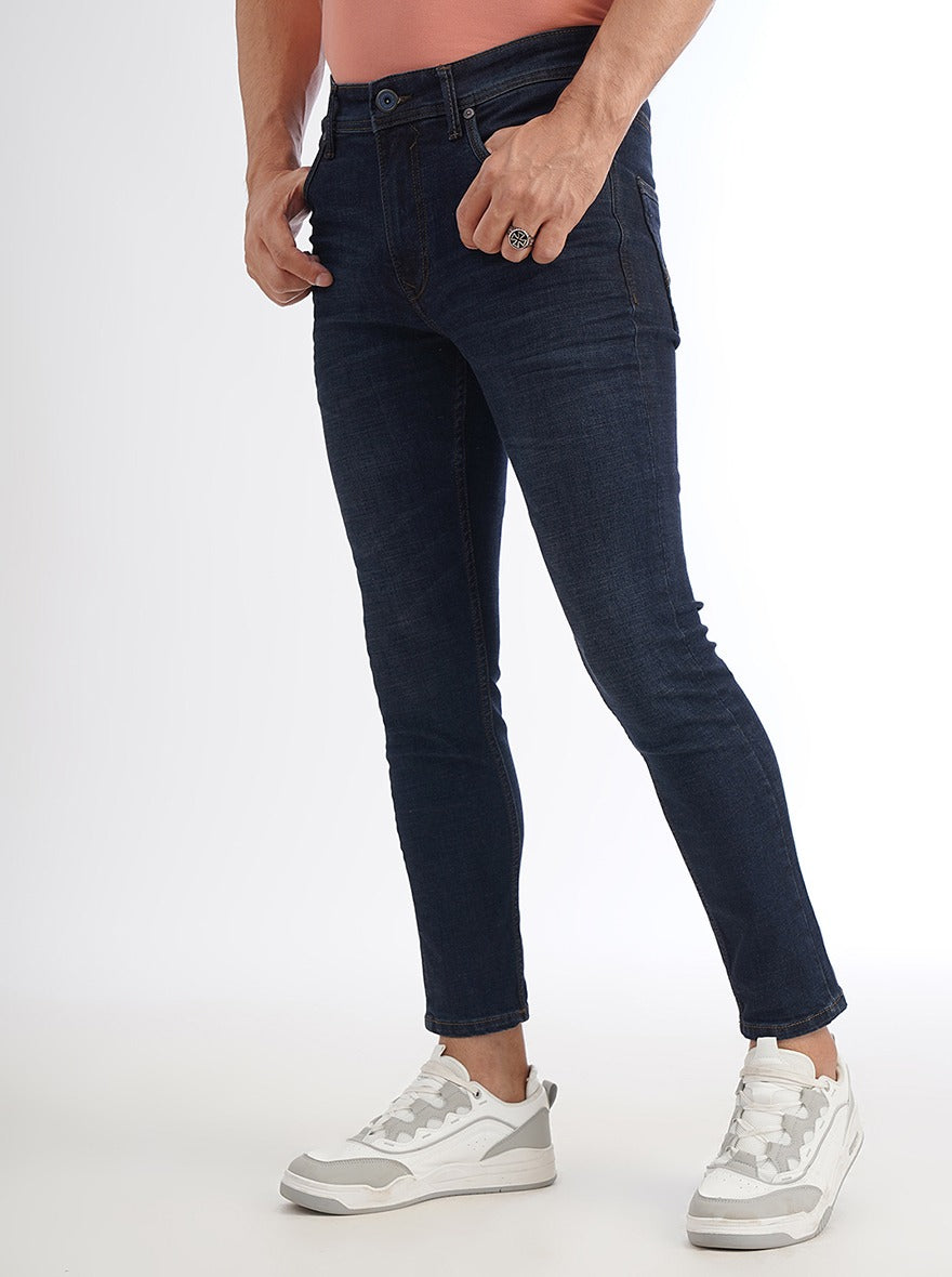 Navy Blue Washed Rider Fit Jeans | JadeBlue
