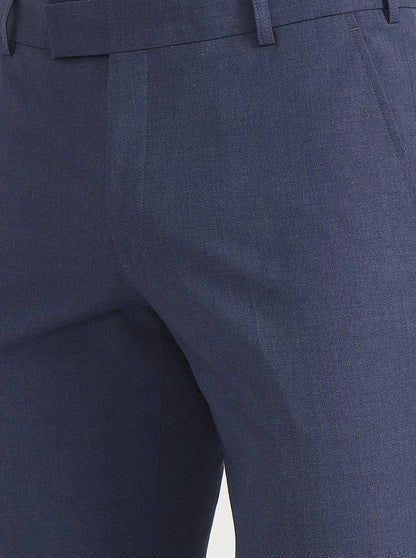 Blue Solid Super Slim Fit Formal Trouser | JadeBlue Youth