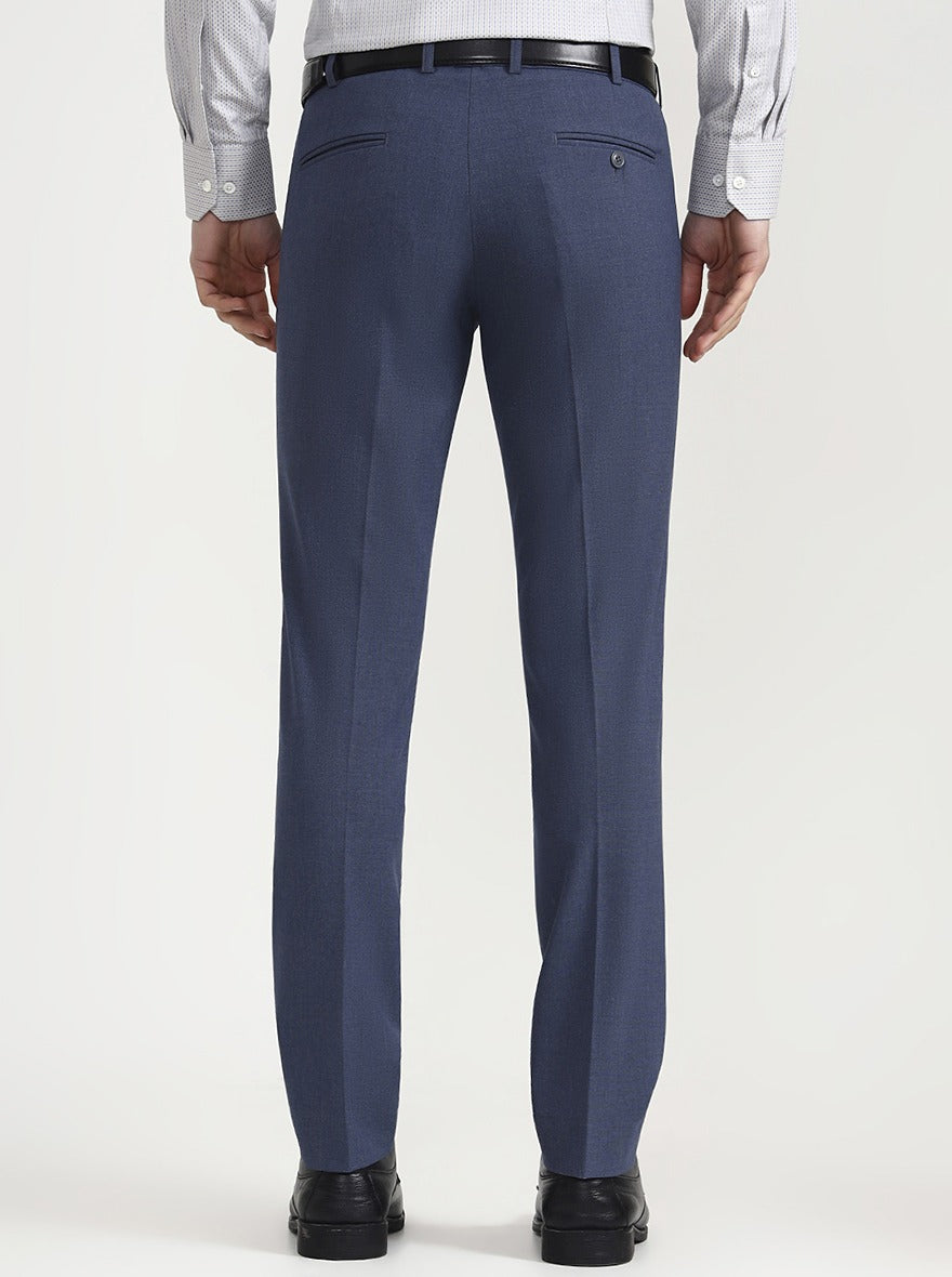 Blue Solid Super Slim Fit Formal Trouser | JadeBlue Youth