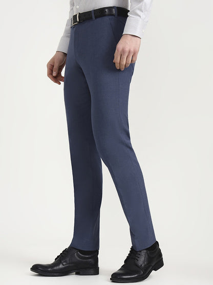 Blue Solid Super Slim Fit Formal Trouser | JadeBlue Youth