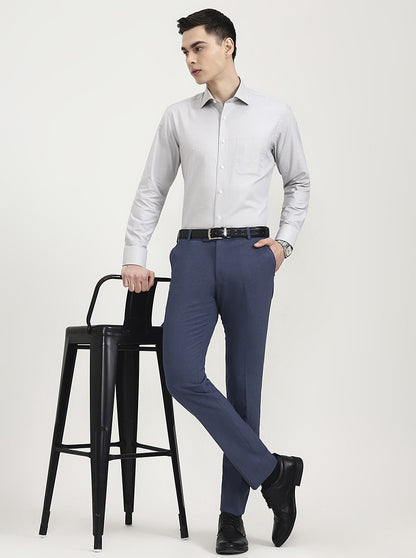 Blue Solid Super Slim Fit Formal Trouser | JadeBlue Youth