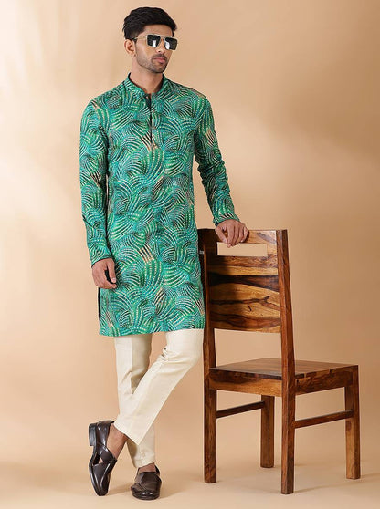 Green Printed Kurta | The Kurta Company