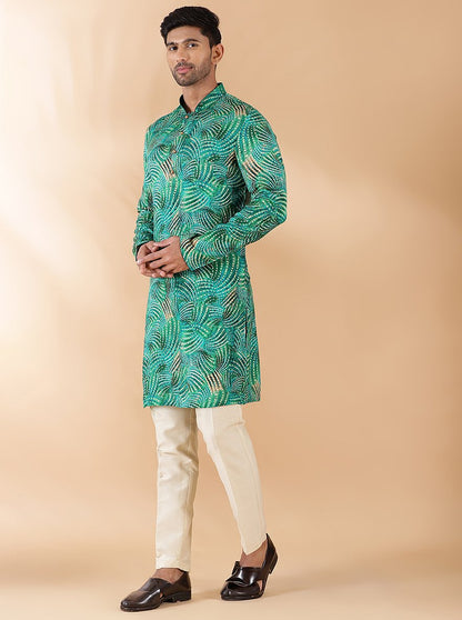 Green Printed Kurta | The Kurta Company