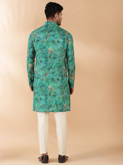 Green Printed Kurta | The Kurta Company