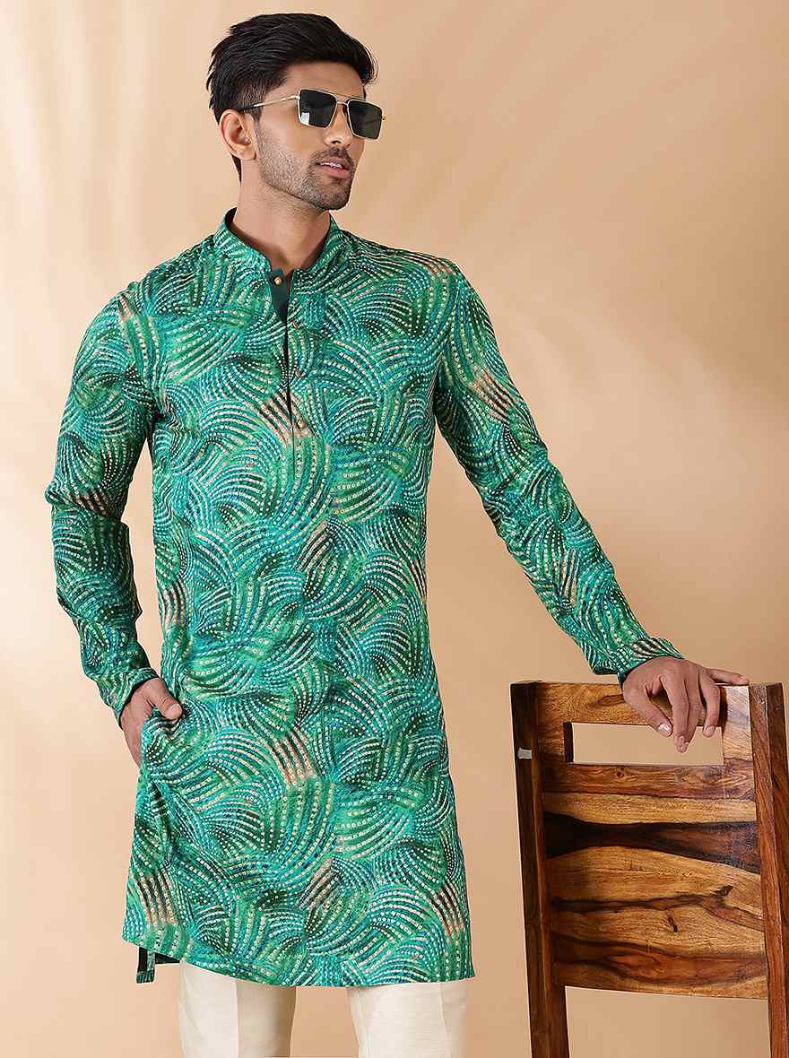 Green Printed Kurta | The Kurta Company