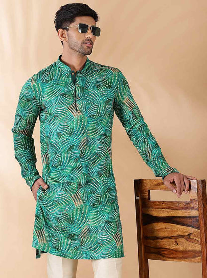 Green Printed Kurta | The Kurta Company