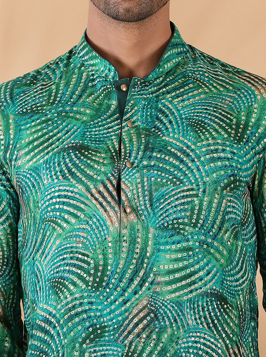 Green Printed Kurta | The Kurta Company