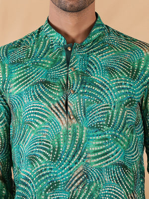 Green Printed Kurta | The Kurta Company