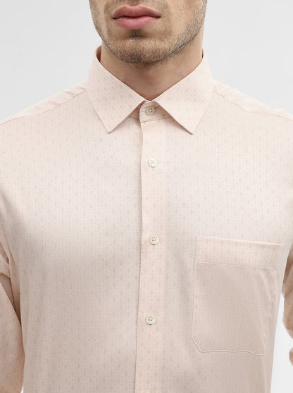 Beige Printed Regular Fit Formal Shirt | JadeBlue