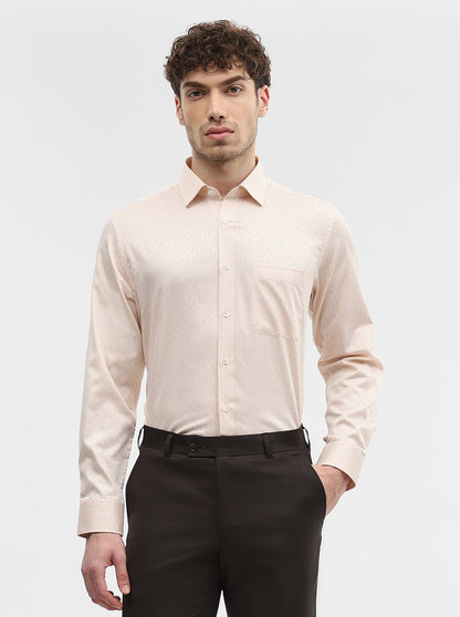Beige Printed Regular Fit Formal Shirt | JadeBlue