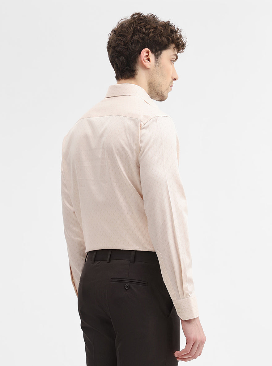 Beige Printed Regular Fit Formal Shirt | JadeBlue