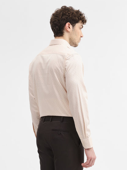 Beige Printed Regular Fit Formal Shirt | JadeBlue