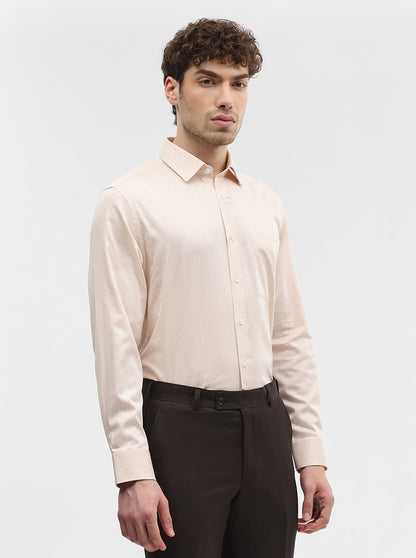 Beige Printed Regular Fit Formal Shirt | JadeBlue