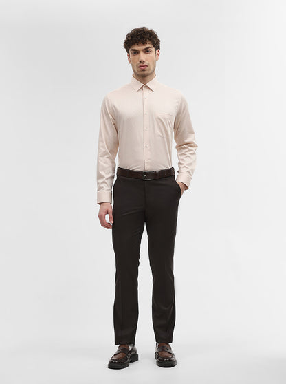 Beige Printed Regular Fit Formal Shirt | JadeBlue