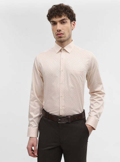 Beige Printed Regular Fit Formal Shirt | JadeBlue