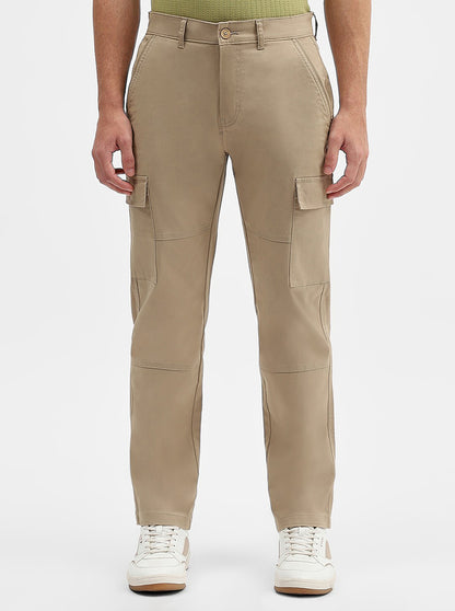 Khaki Solid Slim Fit Cargo Pant | JadeBlue