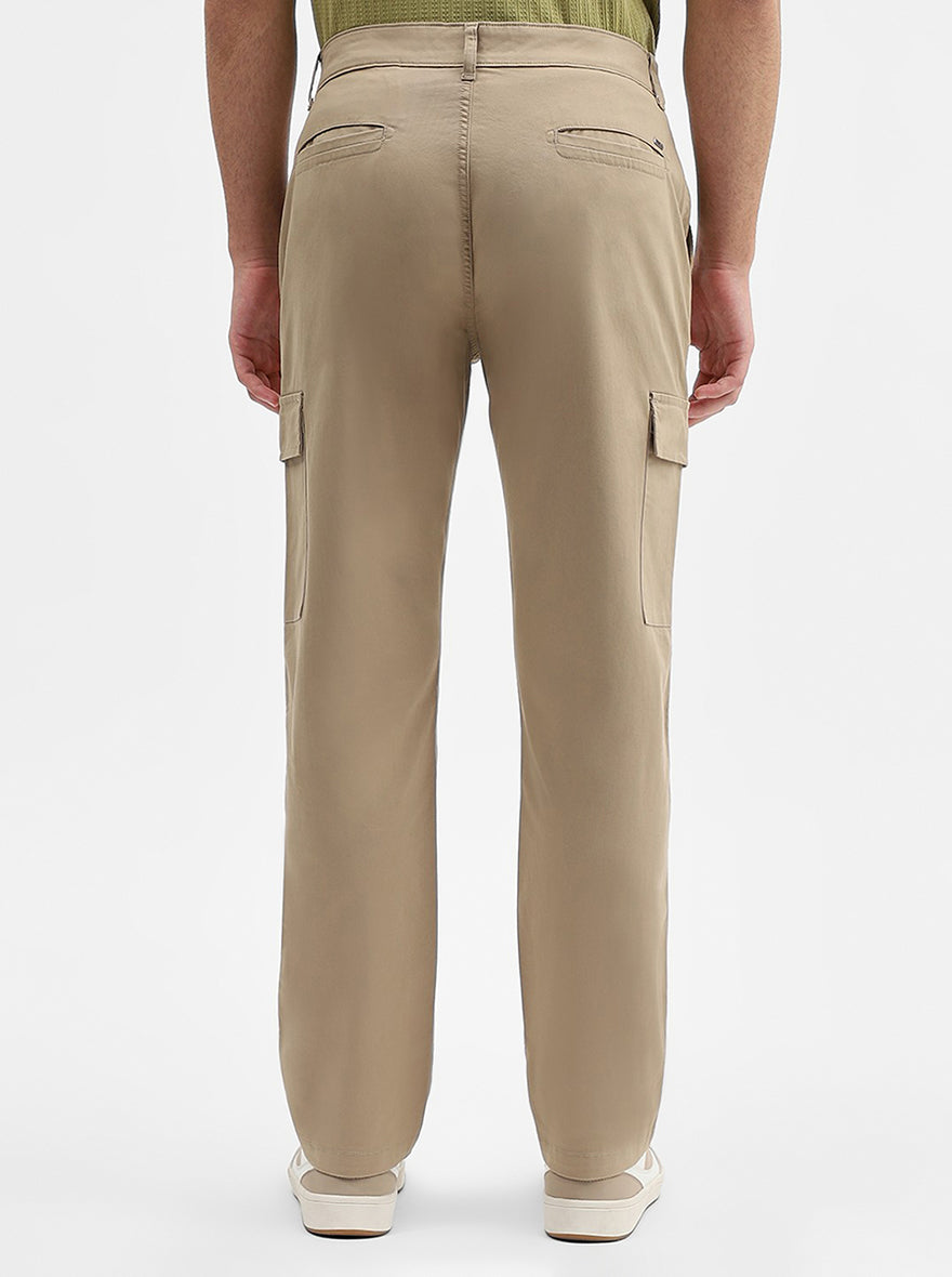 Khaki Solid Slim Fit Cargo Pant | JadeBlue