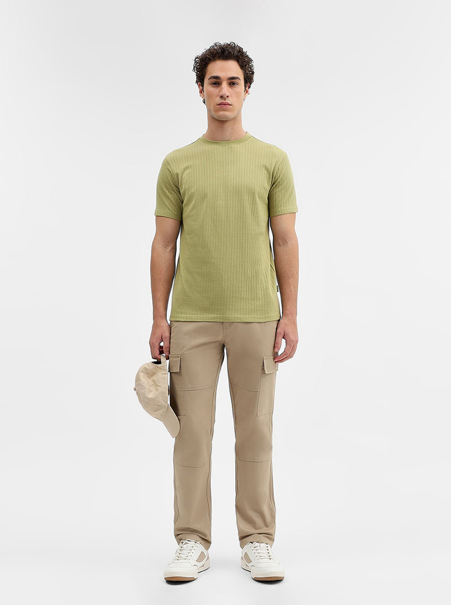 Khaki Solid Slim Fit Cargo Pant | JadeBlue