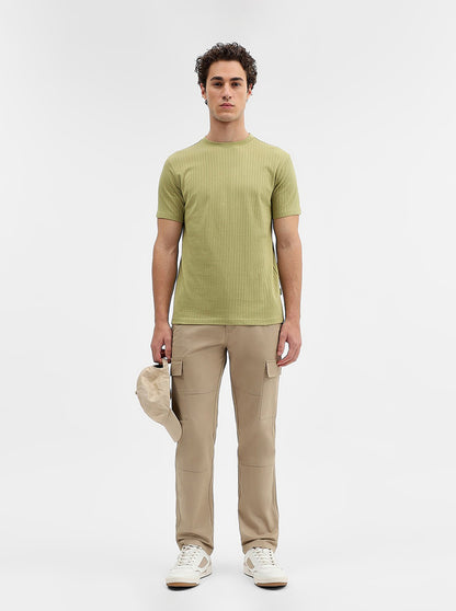 Khaki Solid Slim Fit Cargo Pant | JadeBlue