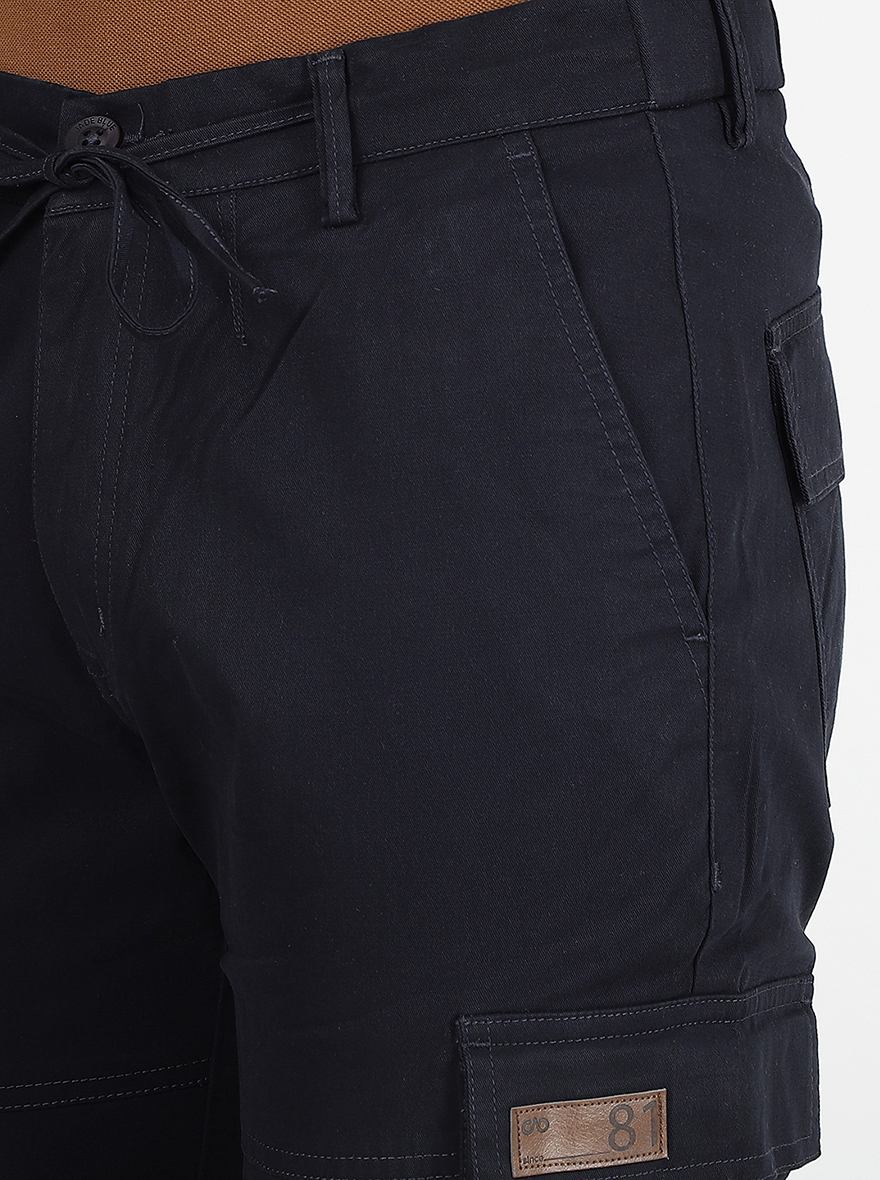 Navy Blue Solid Slim Fit Track Pant | JadeBlue