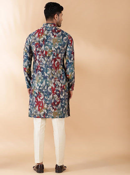 Blue Multi Printed Kurta | The Kurta Company