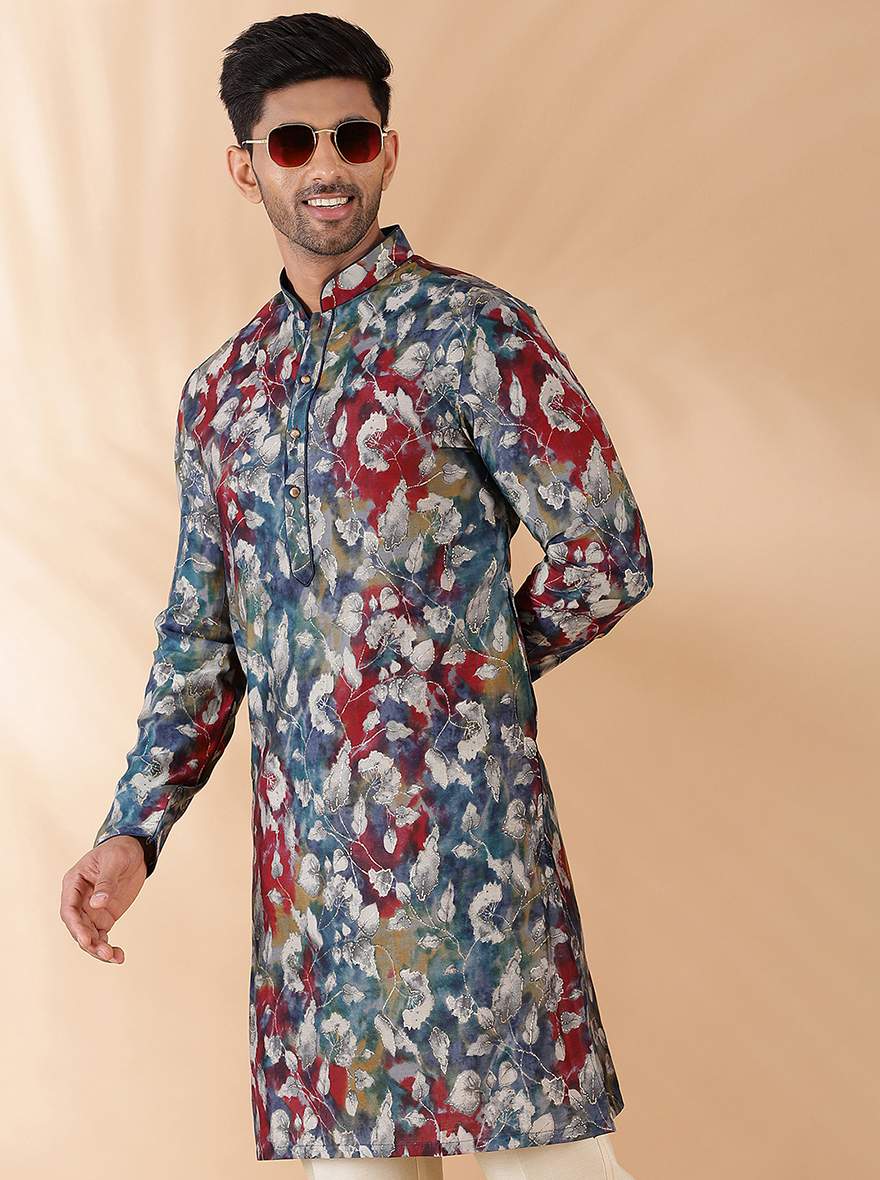 Blue Multi Printed Kurta | The Kurta Company