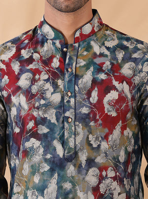 Blue Multi Printed Kurta | The Kurta Company