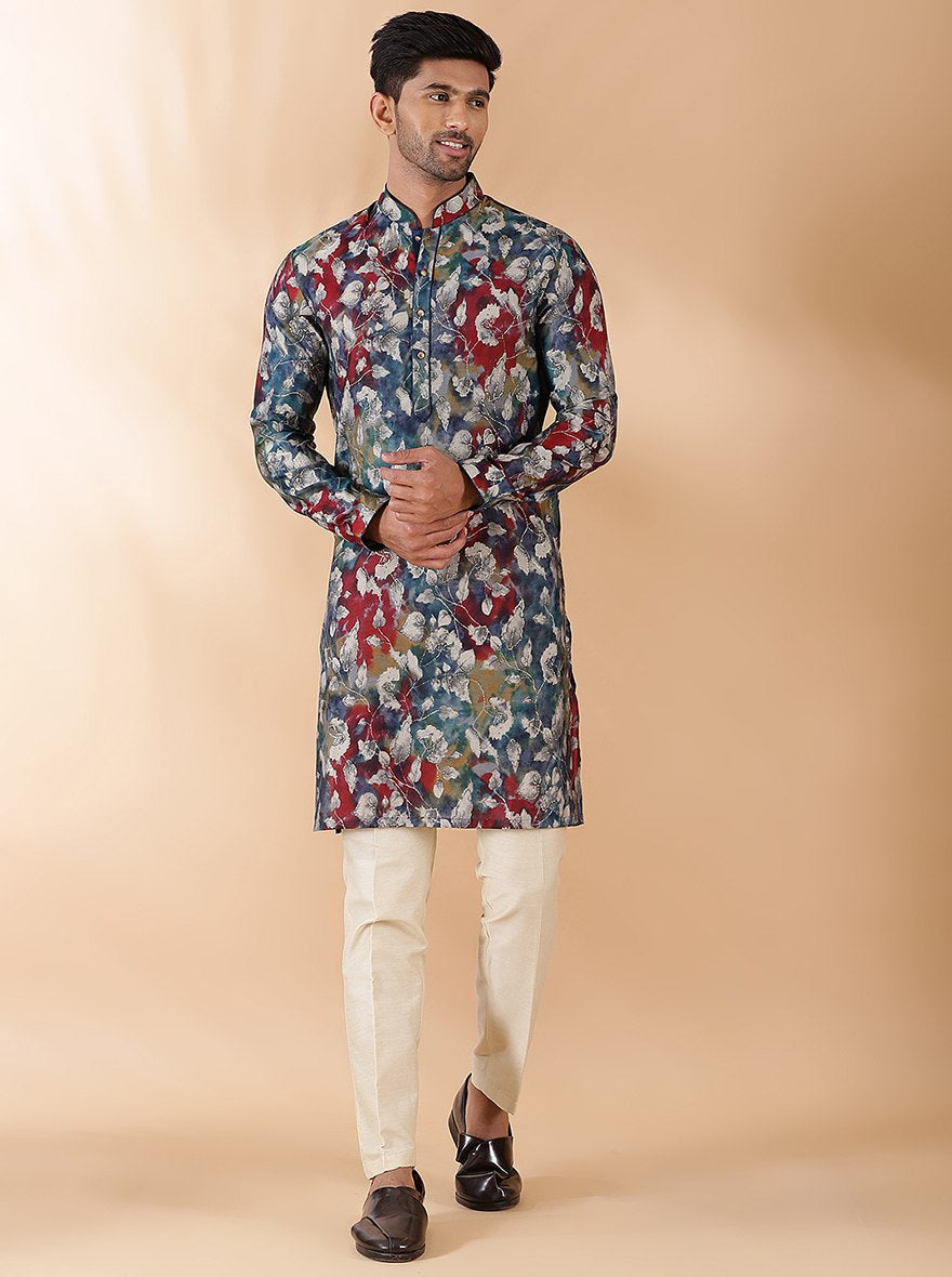 Blue Multi Printed Kurta | The Kurta Company