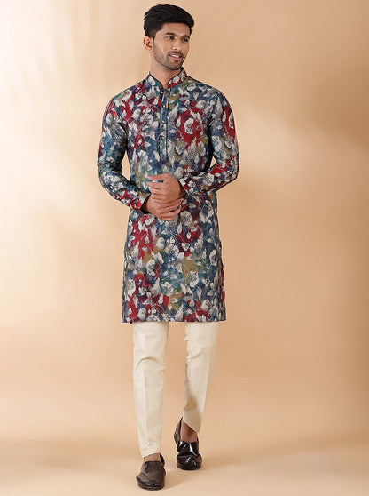 Blue Multi Printed Kurta | The Kurta Company