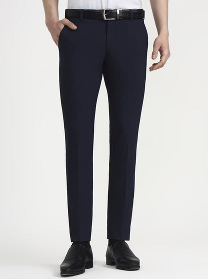Blue Solid Super Slim Fit Formal Trouser | JadeBlue Youth