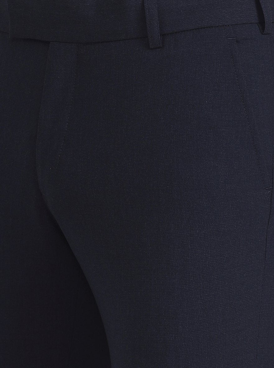 Blue Solid Super Slim Fit Formal Trouser | JadeBlue Youth