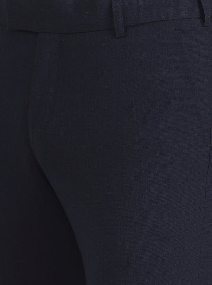Blue Solid Super Slim Fit Formal Trouser | JadeBlue Youth