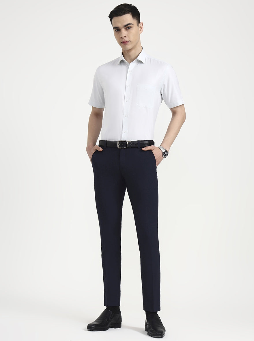 Blue Solid Super Slim Fit Formal Trouser | JadeBlue Youth