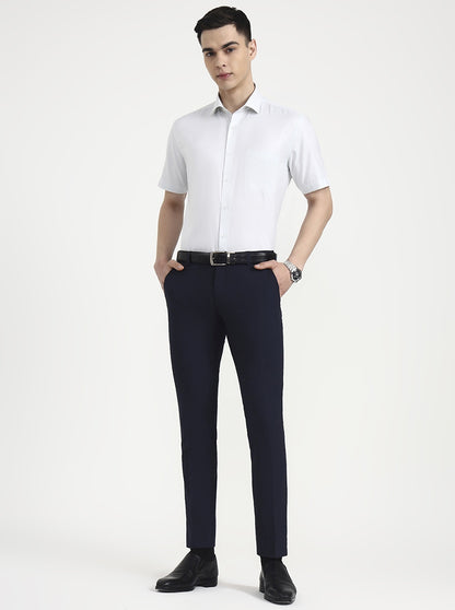 Blue Solid Super Slim Fit Formal Trouser | JadeBlue Youth