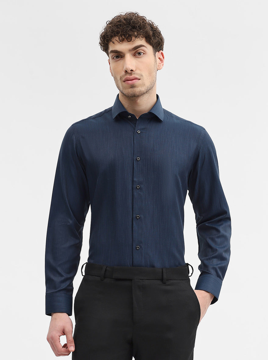 Teal Solid Slim Fit Party Wear Shirt | Greenfibre