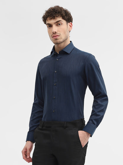 Teal Solid Slim Fit Party Wear Shirt | Greenfibre