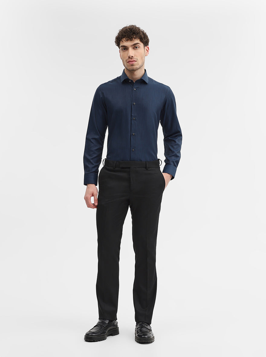 Teal Solid Slim Fit Party Wear Shirt | Greenfibre