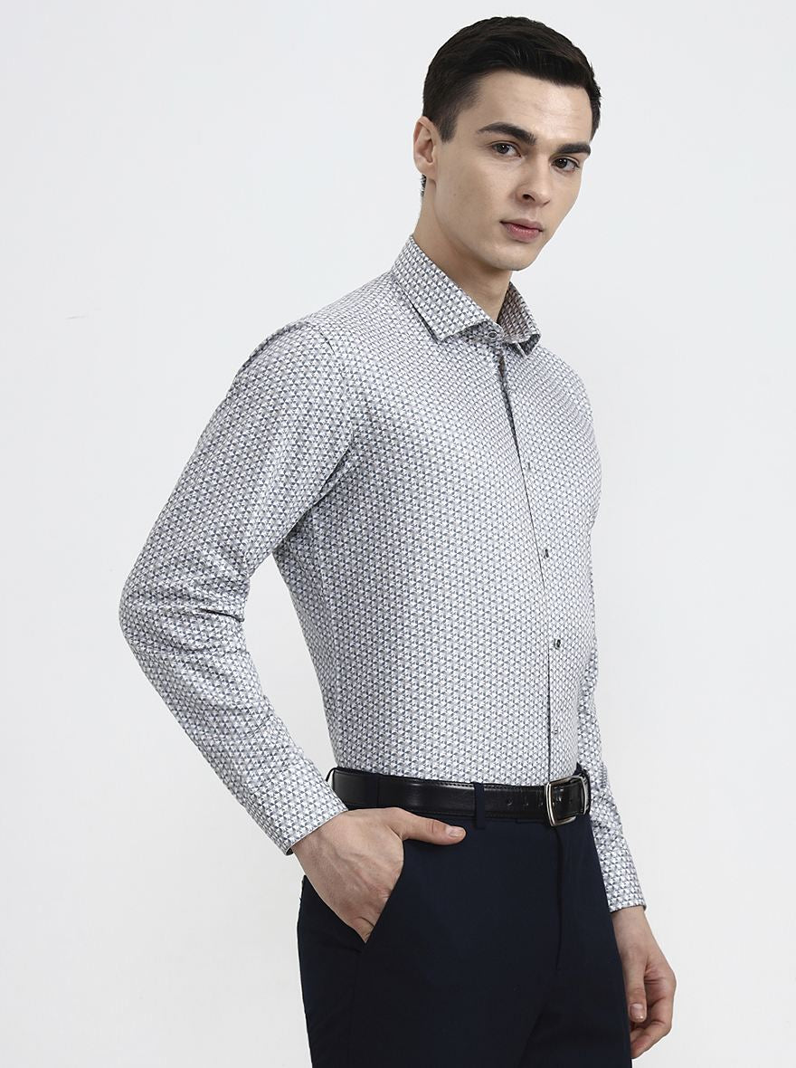 Fawn & Green Printed Slim Fit Party Wear Shirt | Greenfibre