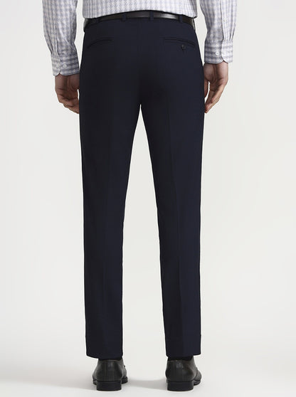 Navy & Blue Solid Slim Fit Formal Trouser | Metal