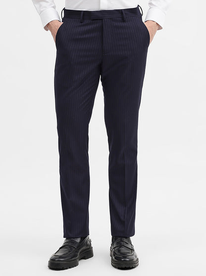 Blue Striped Super Slim Fit Formal Trouser | JadeBlue Youth